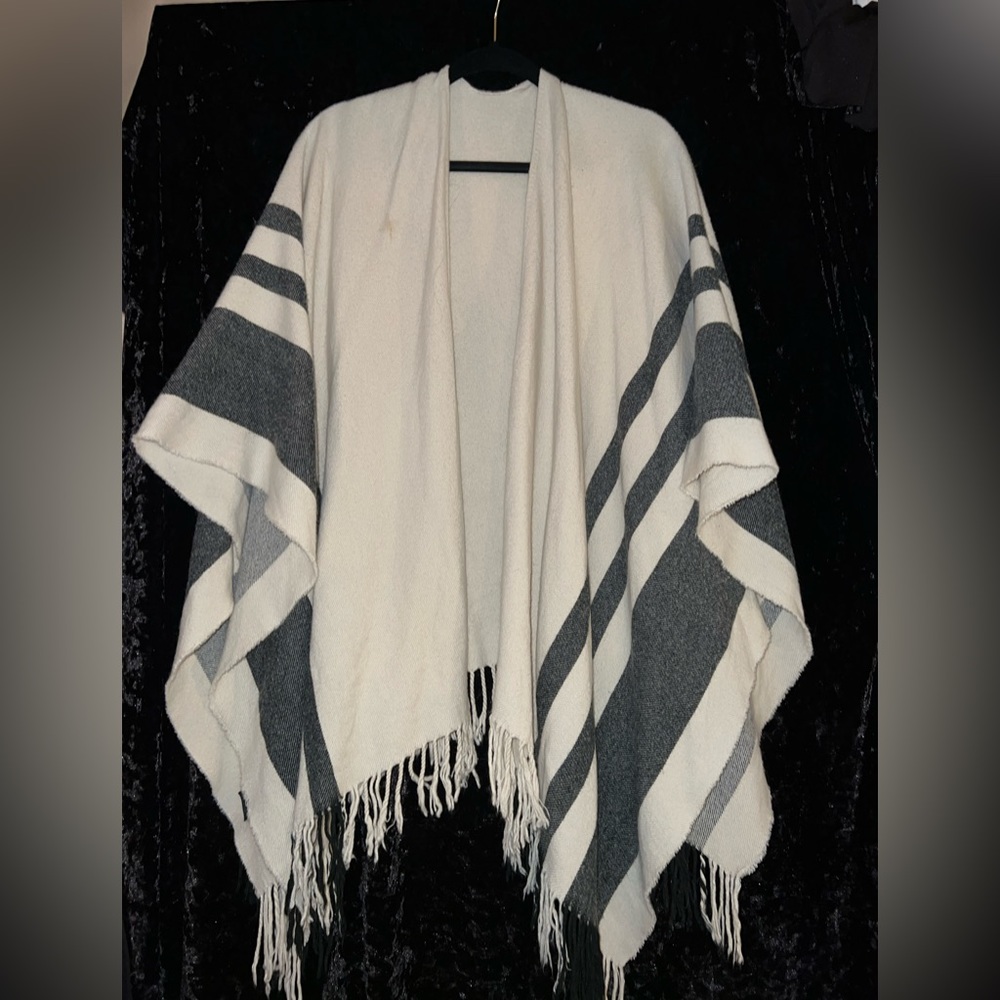 Black and Beige Poncho